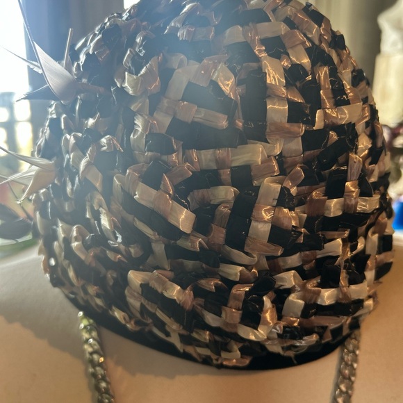 Unique Vintage Black and Cream Woven Hat main image 5